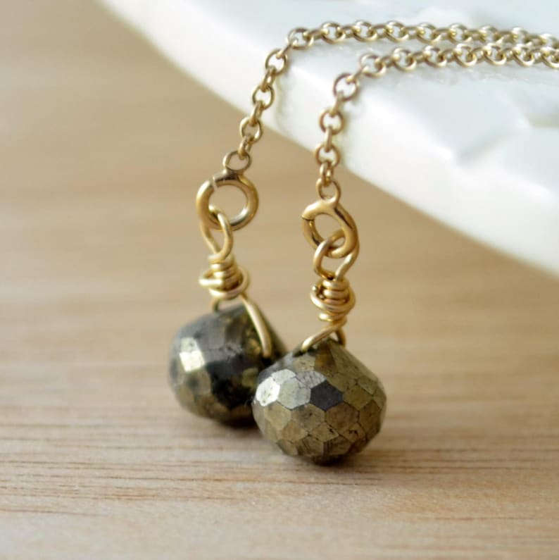 Iron Pyrite Jewelry Gemstone Threader Earrings Sterling Etsy UK