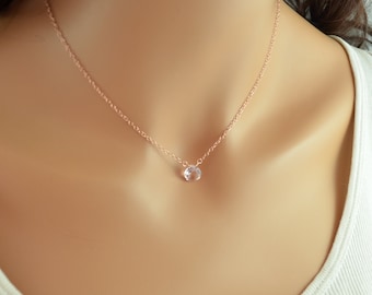 Morganite Necklace, Rose Gold Choker Necklace, Morganite Quartz, Blush Pink Gemstone Jewelry, Gemstone Choker, Rose Gold Necklace