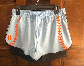 Women's Sport Shorts with Pockets | Glitter Baseball Stitching Detail Activewear