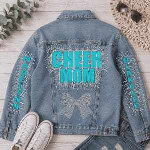 Custom Rhinestone Denim Jacket | Personalized Game Day Outfit