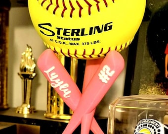 Personalized Baseball Softball Display Stand, Custom Name Number Holder