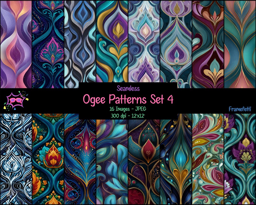 Ogee Pattern Simple Ogee Patterns Set 4 Seamless Digital Paper - Etsy