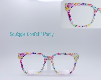 Squiggle Confetti Party~Handcrafted Magnetic Pair Compatible Eyewear Toppers