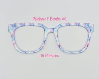 Rainbow F-Bombs ~ Handcrafted Magnetic Pair Compatible Eyewear Toppers