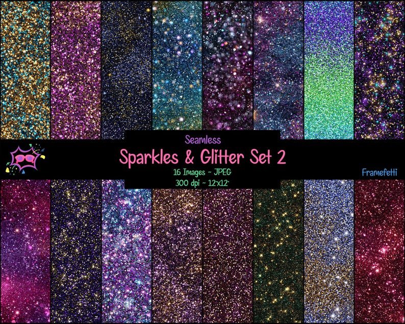 Sparkles & Glitter Set 2 Seamless Digital Paper - Etsy