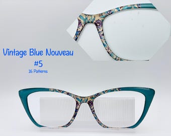 Vintage Blue Nouveau~Handcrafted 3D Printed Magnetic Frames **Add Pair Frame Name To Personalization!**