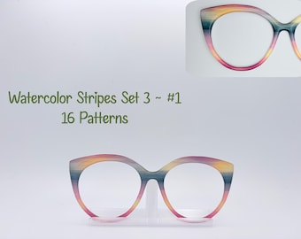 Watercolor Stripes Set 3 ~ Handcrafted Pair Compatible Toppers