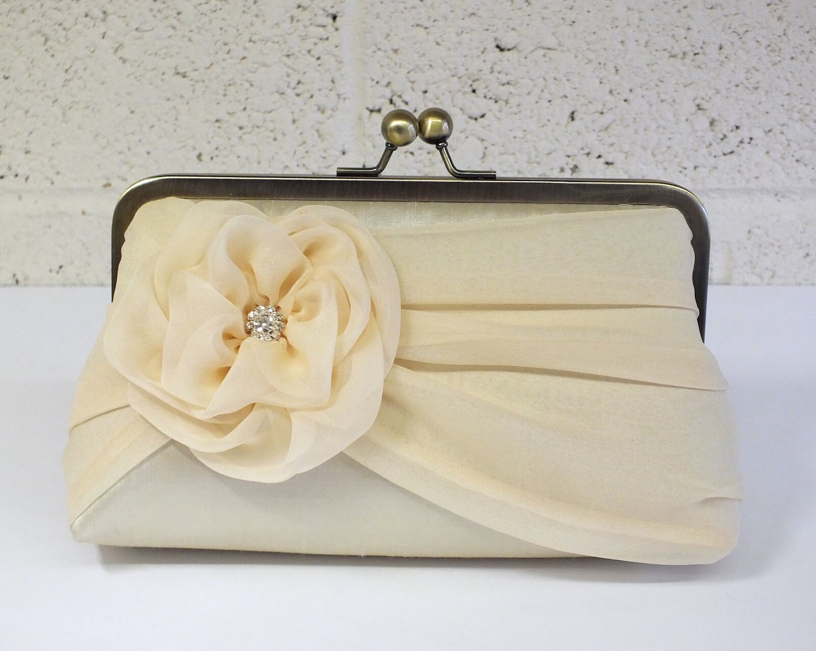 Bridal clutch Silk Clutch In Champagne Wedding clutch Etsy