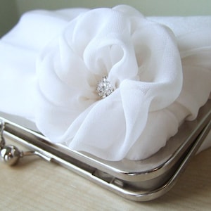 Bridal clutch, Silk Chiffon Clutch In White or Ivory, Wedding clutch, Wedding bag, Luxury Bridesmaid Gift