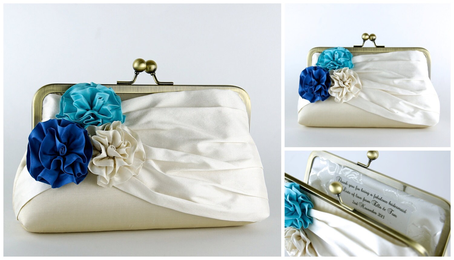 SMALL CANVAS CLUTCH CROWNED ROSES