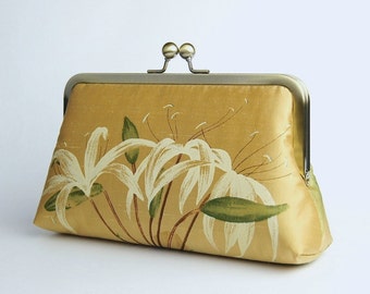 Gold Lily Silk Clutch, the last one