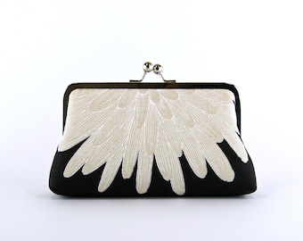 Chrysanthemum Clutch on Black (choose your color) With Silk Lining