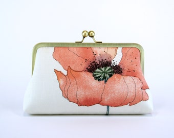 Romantic Poppy Clutch in Coral