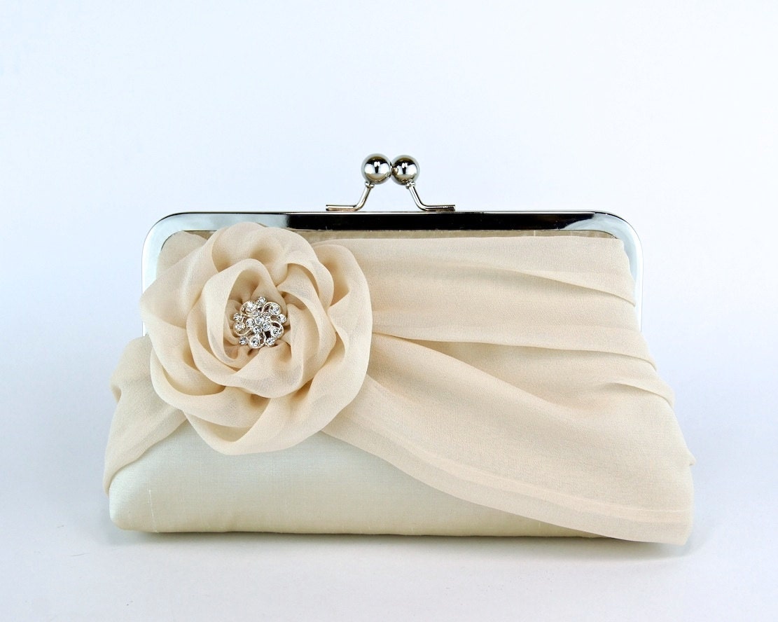 Bridal clutch Silk Clutch In Champagne Wedding clutch Etsy