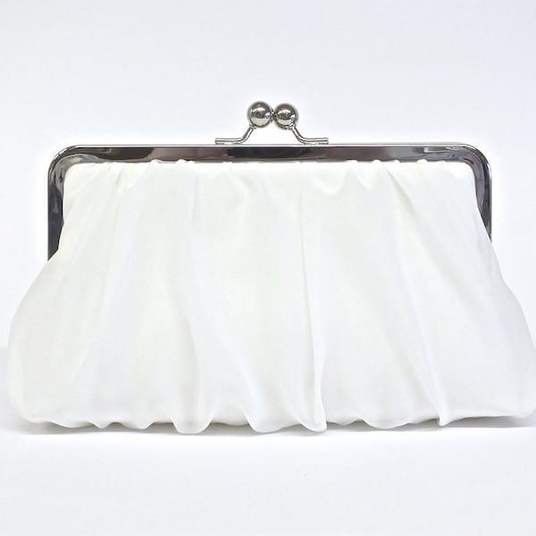 Silk Chiffon Bridal Clutch In White or Ivory, Wedding clutch