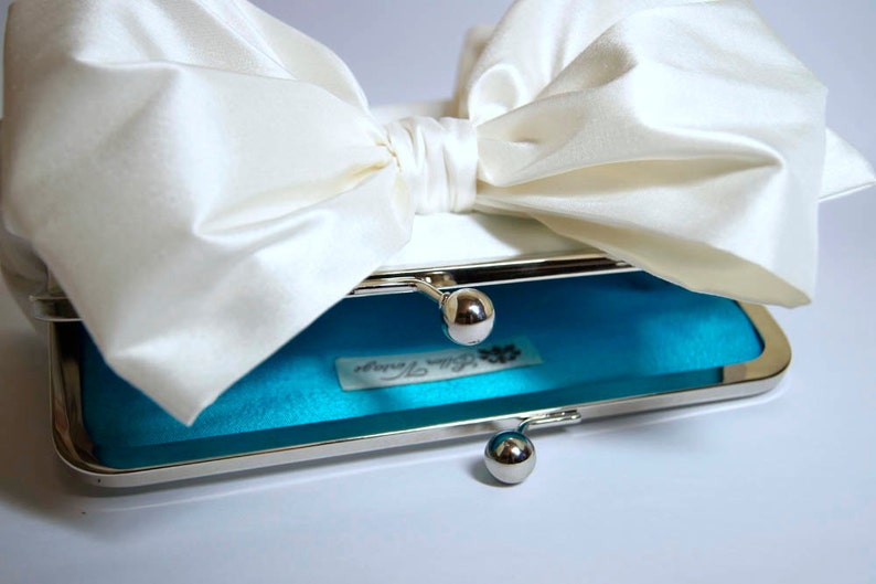 Silk Bow Clutch in Ivory or White Wedding clutch Wedding | Etsy