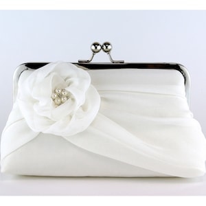 Bridal clutch, Silk Chiffon Clutch with Pearls,  Wedding purse, Wedding clutch