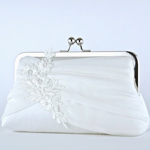 Bridal clutch, Lace Applique Chiffon Silk Clutch