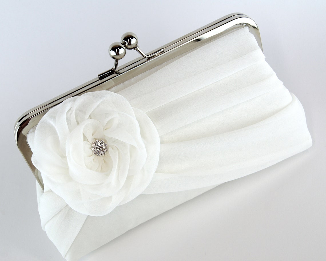 Silk Chiffon Bridal Clutch in White or Ivory Wedding Clutch - Etsy