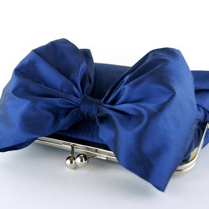 Bow Clutch in Ivory/White Silk image 7
