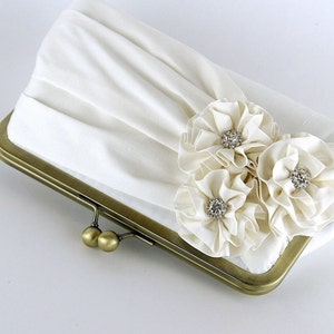 Roses with Rhinestone Silk Clutch, wedding clutch, wedding bag, bridesmaid clutch, Bridal clutch, Purse for wedding image 4