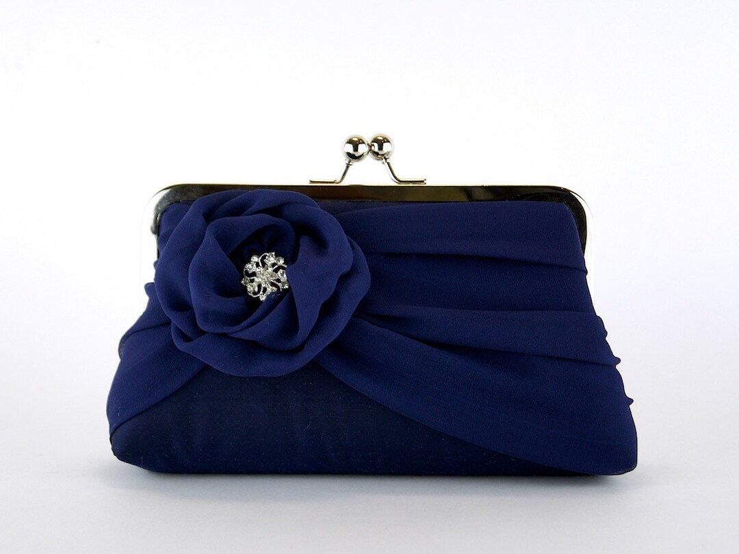 Navy blue clutch purse deals