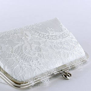 Bridal clutch, Chantilly Lace Silk Clutch in Ivory on Champagne, wedding clutch, wedding bag, Bridal clutch image 9