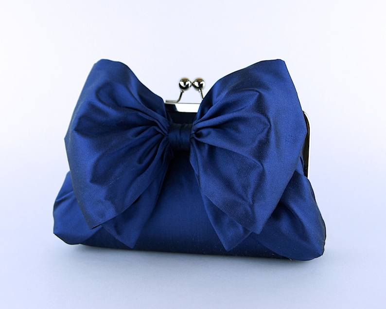 Bow Clutch in Ivory/White Silk image 6