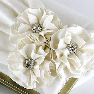 Roses with Rhinestone Silk Clutch, wedding clutch, wedding bag, bridesmaid clutch, Bridal clutch, Purse for wedding image 1