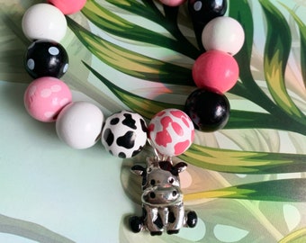 Pulsera elástica con diseño de vaca adorable