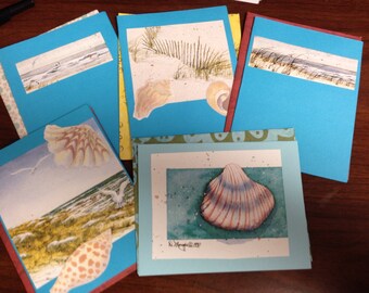 Seaside Beach Blank Notecards  6 count