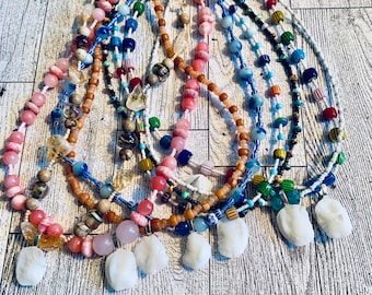Lake Erie Lucky Stone Freshwater Drum Otolith Joy and Love Beaded Necklaces