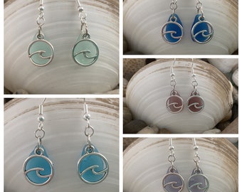 Matte Teardrop Ocean Wave Earrings