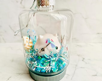 Gabby's Dollhouse White Chonk Kitty Cat Snow Globe Ornament Christmas Ornament