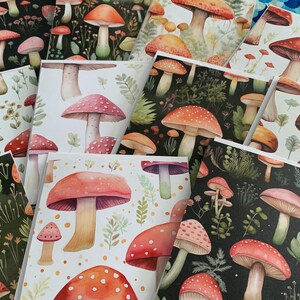 Magical Mushroom Card Set Fungi Forrest Nature Kraft Blank Notecards 12 ct