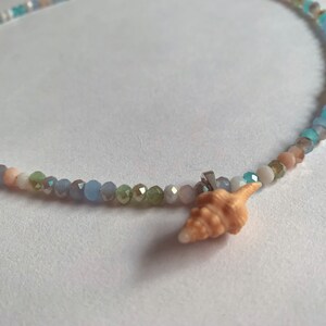 Florida Horse Conch Shell Pastel Rondelle Bead Necklace
