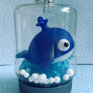 Blue Whale Snow Globe Christmas Ornament