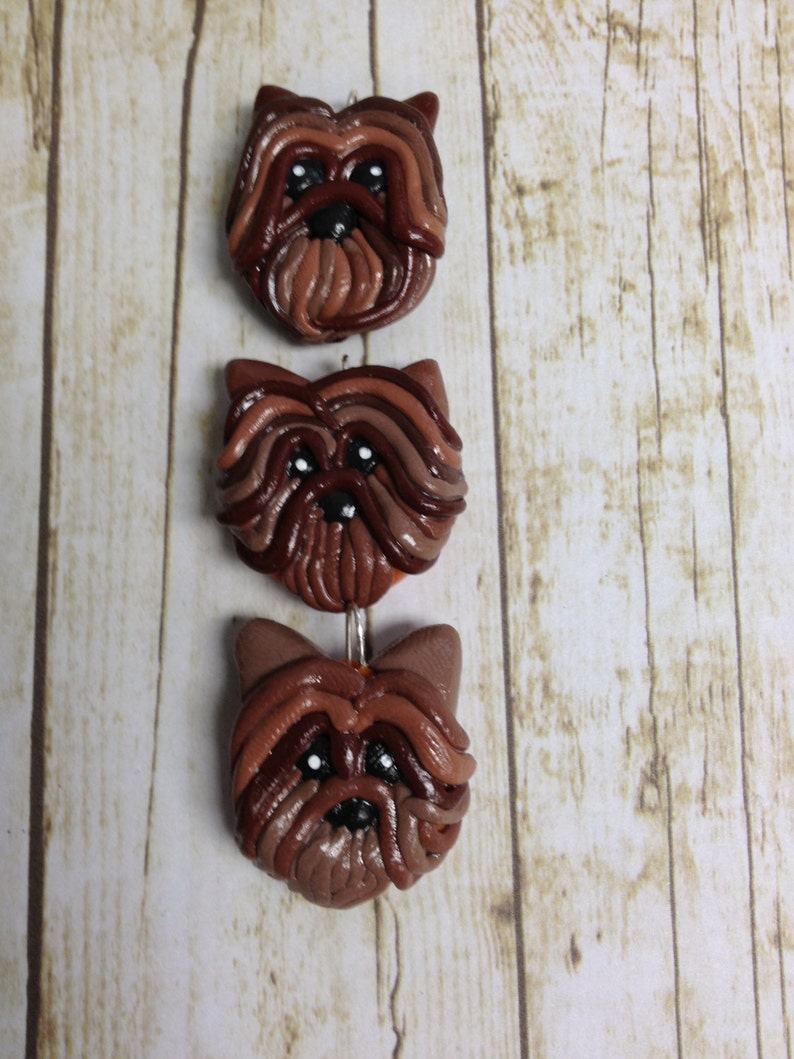 Handmade Yorkshire Terrier Pendant Charm 3 Pieces Etsy