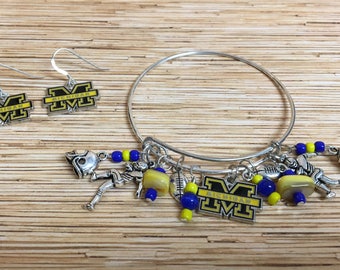 Michigan State Bangle Bracelet and Earrings Set