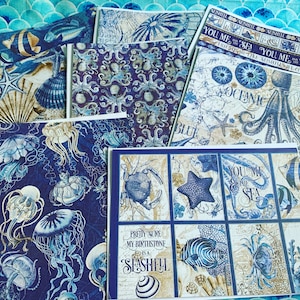 5x7 Octopus Jellyfish Shells Fish Wave Wax Seal Blank Notecards with Envelopes 8 ct.