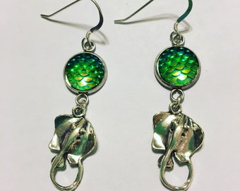 Pendientes A escala de sirena de rayas Stingray