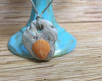 Orange Scallop Shell Necklace