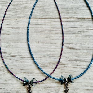 I Found My Spine Goth Oddities Anatomy Science Medical Halloween Purple or Gray Beaded Necklace 19.25 inches