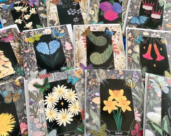 Wildflowers and Butterflies Floral Tarot Card Kraft Blank Notecards with Envelopes 6 ct