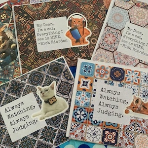 Cat Cards Quotes about Cats Feline Stationary Cat Lover  Kraft Cardstock Blank Notecards with Envelopes 8 ct