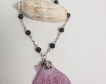 Lavander Pecten Nobilis Scallop Shell Necklace