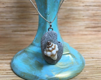 Beach Stone & Tiny Shell Necklace