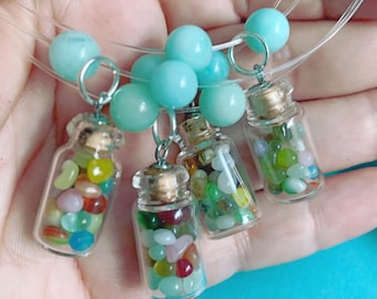 Tiny Glass Bottle of Sea Treasures Invisible Necklace