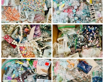 Bead Destash Bead Lot Jewelry Supplies Findings Glass Wood Acrylic Craft Lot Crafting Supplies Jewelry Making Medium Flat Rate 10 lbs. 9.7oz