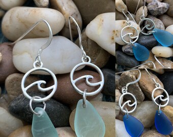 Matte Glass Teardrop Ocean Wave Earrings 8 Colors To Choose From FREE SHIPPING